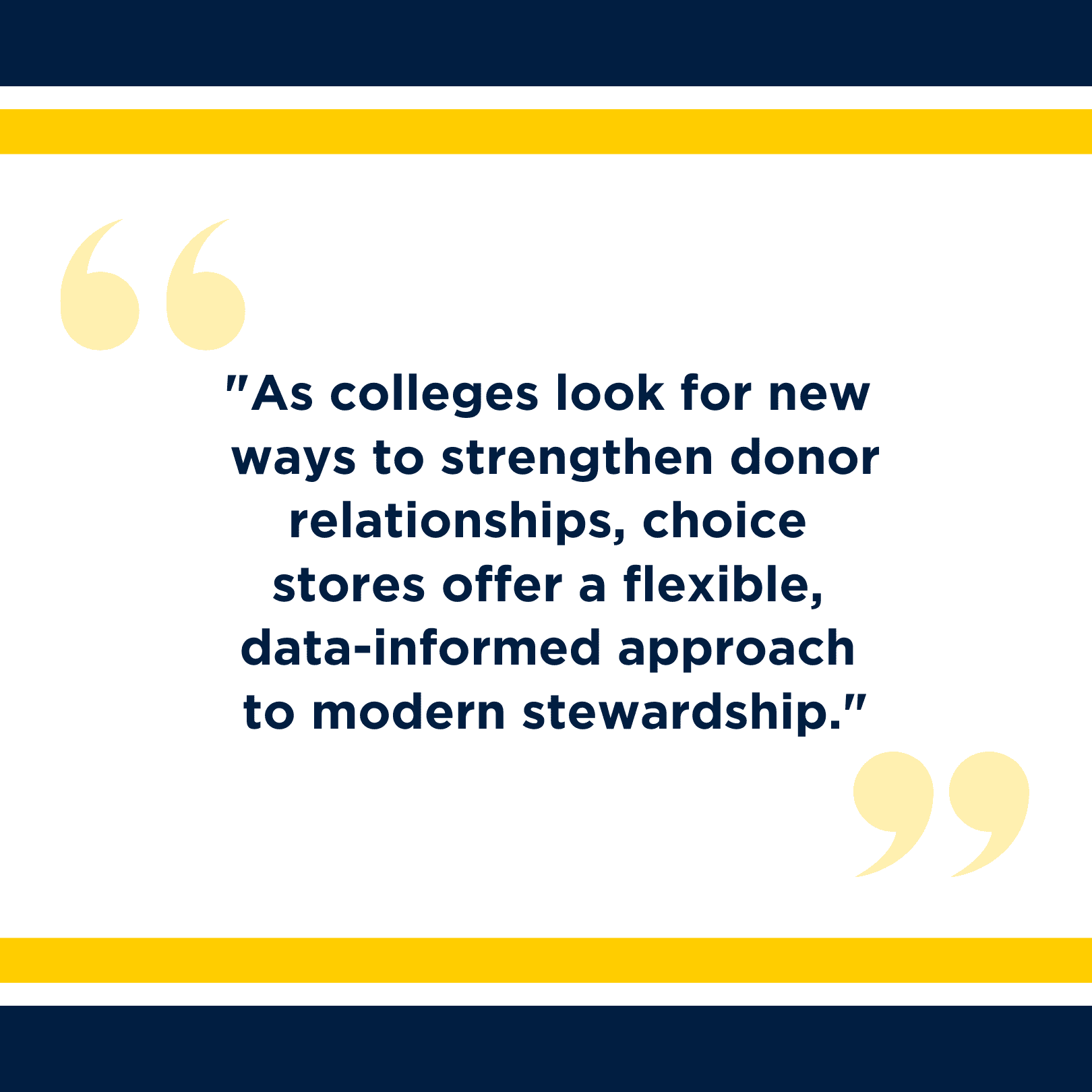 higher education choice stores for donor engagement