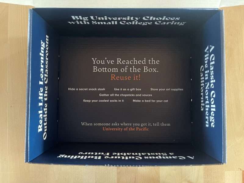 U of Pacific - inside of box
