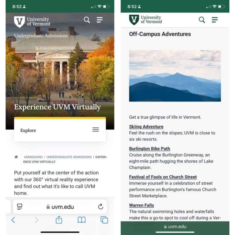Admissions virtual campus tour mailing
